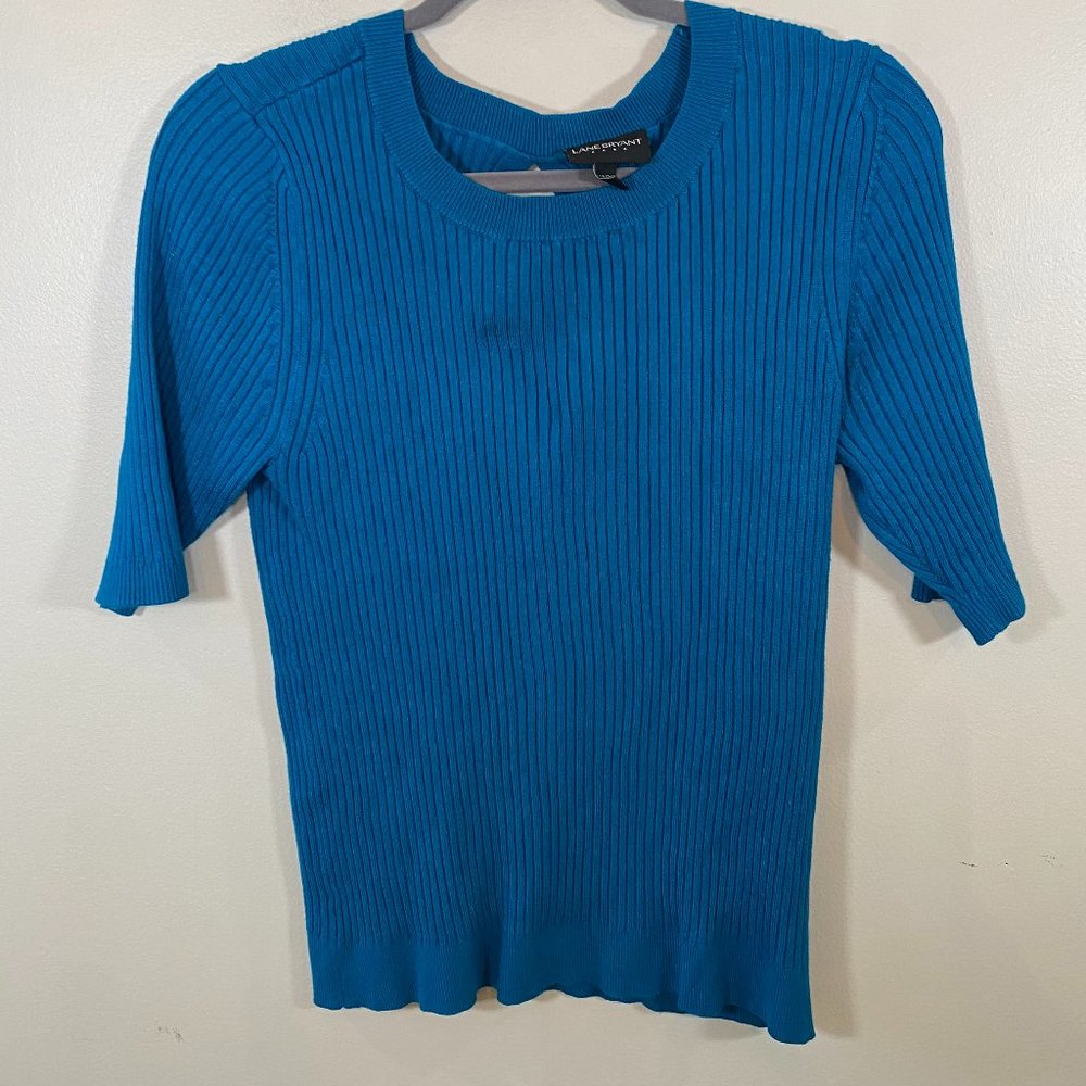 Lane Bryant Blue Rib Knit Sweater Top